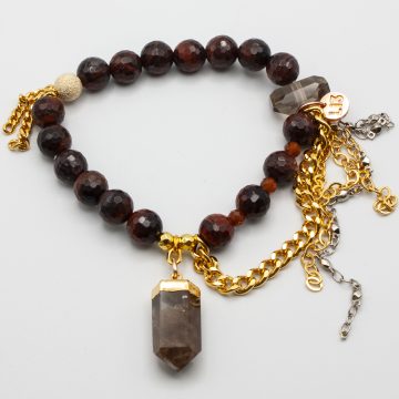Tiger's Eye with a Smoky Quartz Point
