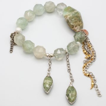 Green Kunzite with an Ocean Jasper Waterfall