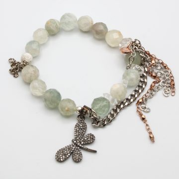 Green Kunzite with a Diamond Dragonfly Pendant