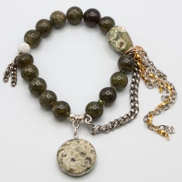 Green Garnet with an Ocean Jasper Pendant