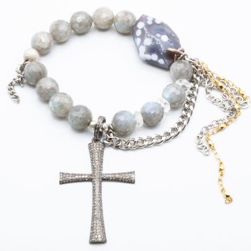 Labradorite with a Diamond Cross