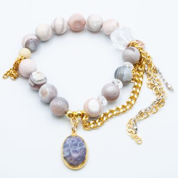 Lavender Botswana Agate with a Charoite Pendant