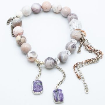 Lavender Botswana Agate with a Charoite Waterfall