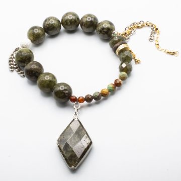 Green Garnet & Turquoise with a Garnet Pendant
