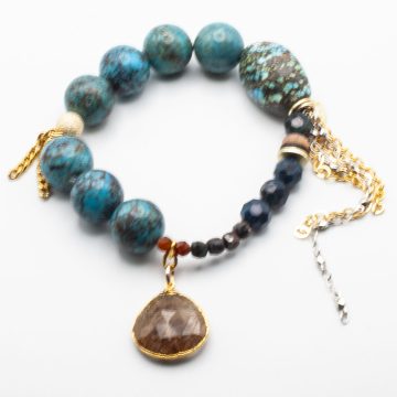 Turquoise & Apatite with a Golden Rutilated Pendant