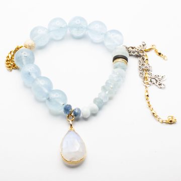 Aquamarine with a Moonstone Pendant