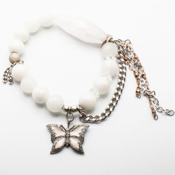 Pink Calcite with a Diamond Butterfly