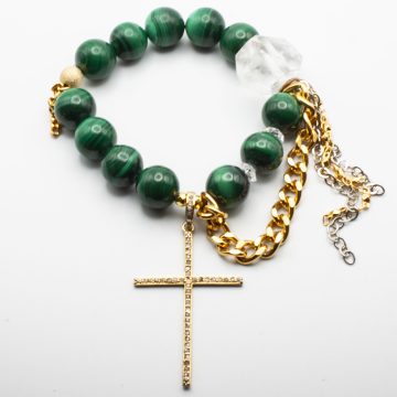 Malachite with a Diamond Cross