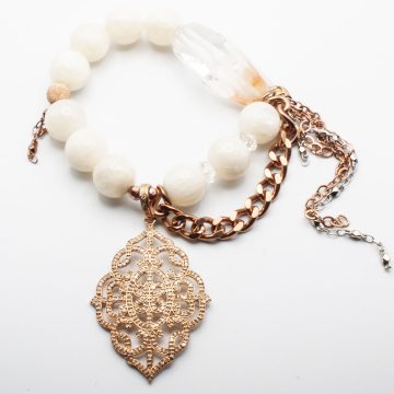 Winter White Moonstone with a Diamond Crest