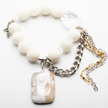 Winter White Moonstone with an Agate Pendant