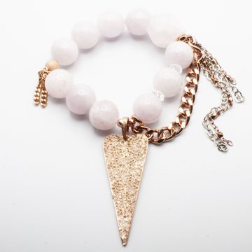 Rose Quartz with a Diamond Heart Pendant