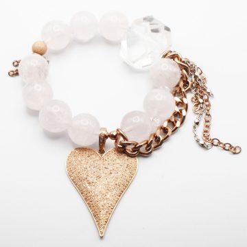 Rose Quartz with a Diamond Heart Pendant