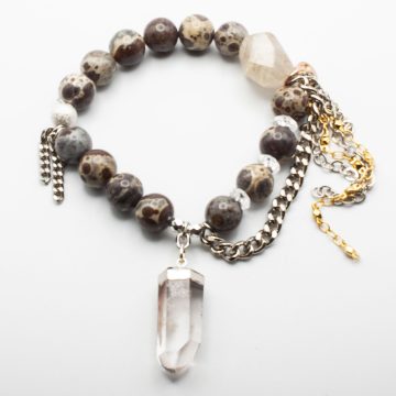 Leopard Jasper with a Manifesting Quartz Crystal Pendant