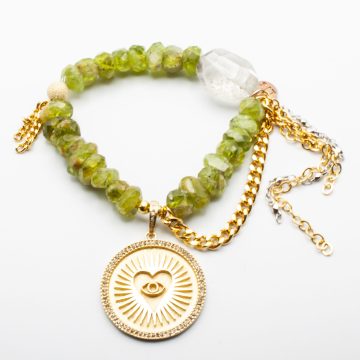 Peridot with a Diamond Heart Evil Eye
