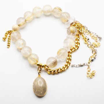 Golden Rutilated Quartz with an Agate Pendant