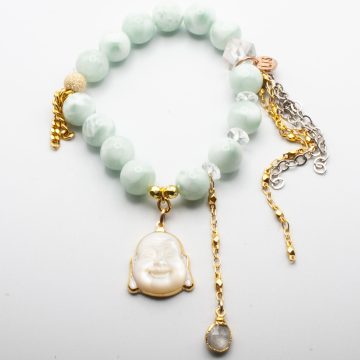 Angelite with a Prosperity Buddha