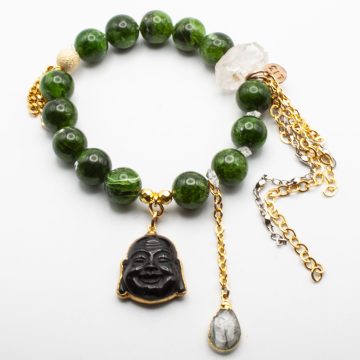 Diopside with an Obsidian Buddha