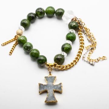 Diopside with a Druzy Cross Pendant