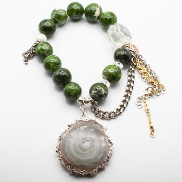 Diopside with a Solar Quartz Pendant