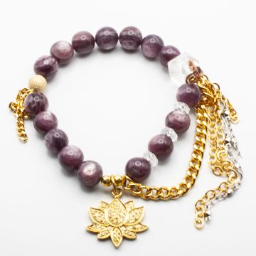 Lepidolite with a Diamond Lotus