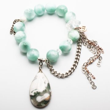 Green Moonstone with an Agate Pendant