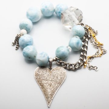 Larimar with a Diamond Heart Pendant