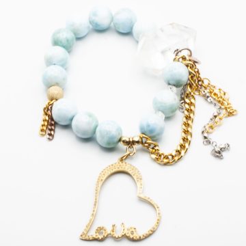 Larimar with a Diamond Heart Pendant