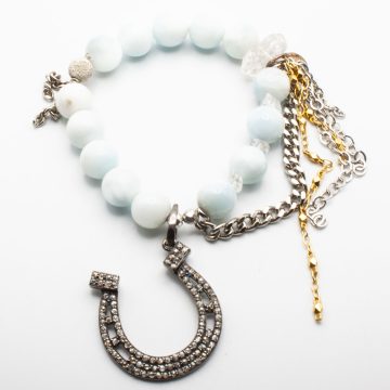 Larimar with a Diamond Horseshoe