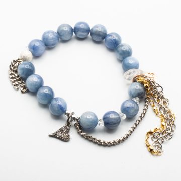 Blue Kyanite with a Diamond Heart Pendant