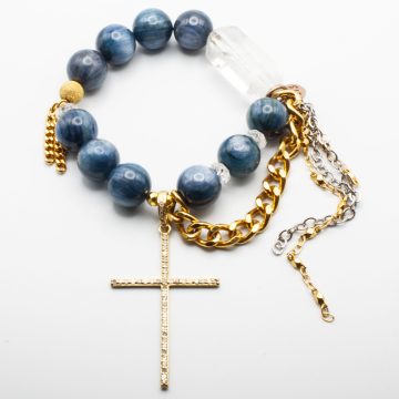 Blue Kyanite with a Diamond Cross