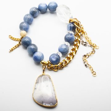 Blue Kyanite with a White Opal Pendant