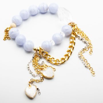 Blue Lace Agate with a Abalone Heart Waterfall