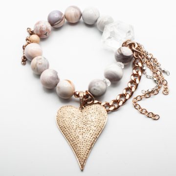 Lavender Botswana Agate with a Diamond Heart