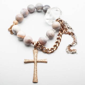 Lavender Botswana Agate with a Diamond Cross