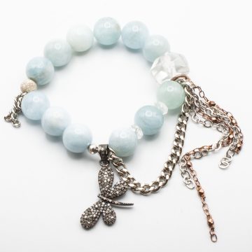 Aquamarine with a Diamond Dragonfly