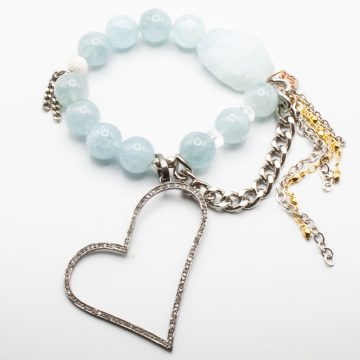 Aquamarine with a Diamond Heart