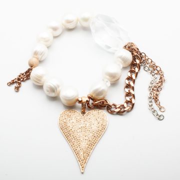 Pearls with a Diamond Heart