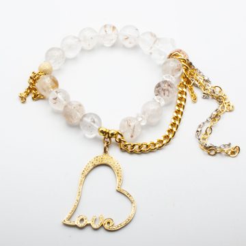 Rutilated Quartz with a Diamond Heart