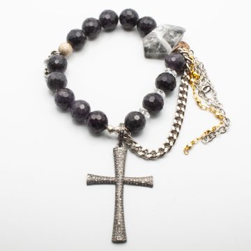 Silver Tourmaline with a Diamond Cross