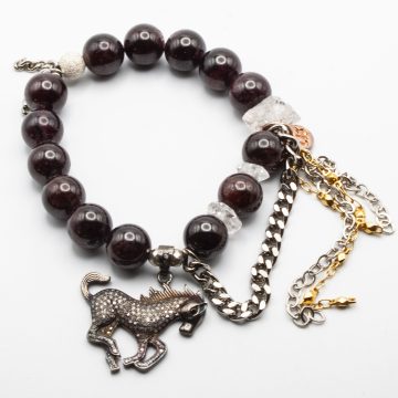 Garnets with a Diamond Horse Pendant