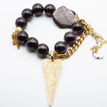 Garnets with a Diamond Heart Pendant