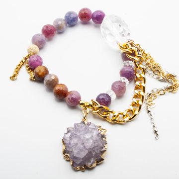 Ruby with an Amethyst Cluster