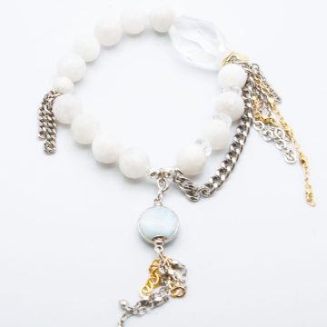 Moonstone with a Tasseled Larimar Pendant