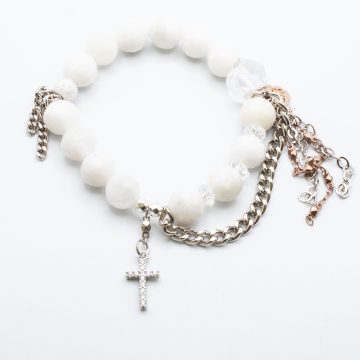 Moonstone with a Crystal Cross Charm