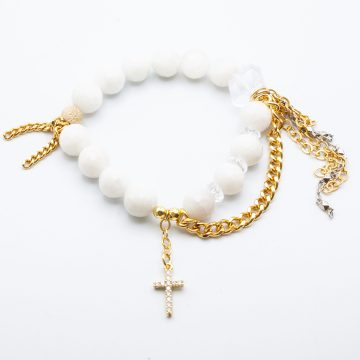 Moonstone with a Crystal Cross Charm