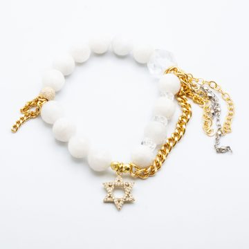 Moonstone with a Crystal Star of David Charm