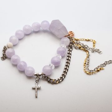 Amethyst with a Crystal Cross Charm