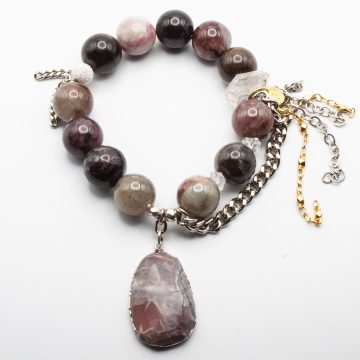 Pink Tourmaline with an Agate Pendant