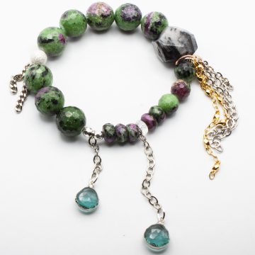 Ruby Zoistite with a Green Quartz Waterfall