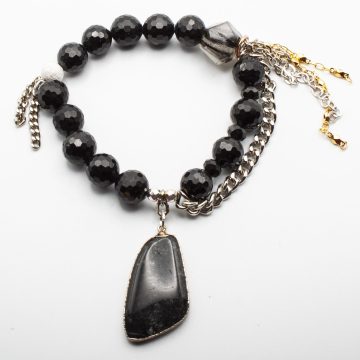 Black Tourmaline with a Tourmalinated Quartz Crystal Pendant